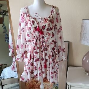 Free People Cotton Floral Sundress With Pockets S Feminine Boho Cottagecore